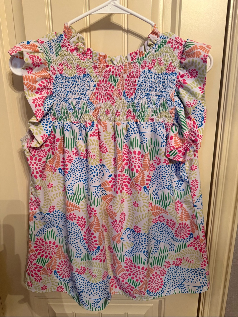 Women’s Multicolor Smocked Leopard-Print Sundress